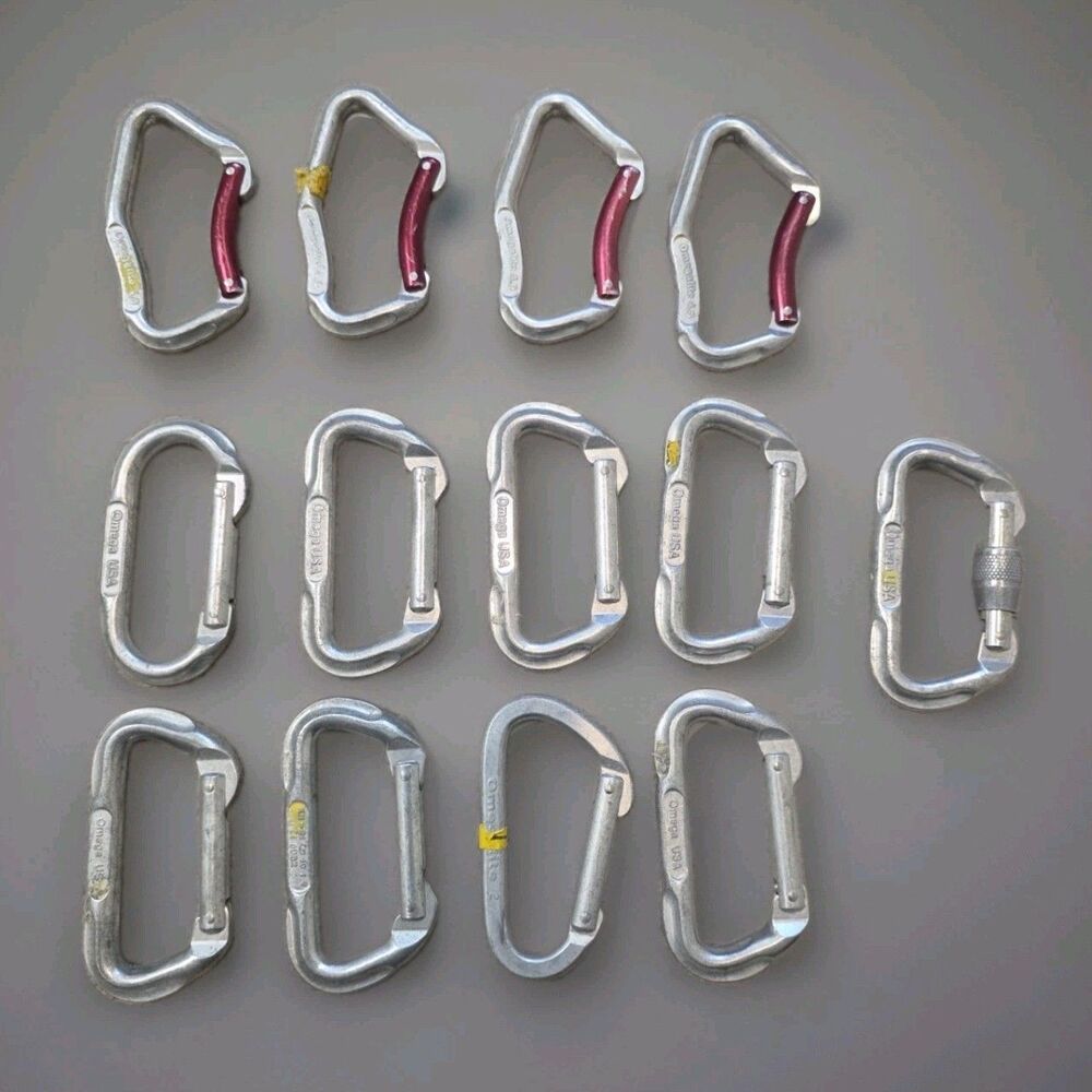 Omega Omegalite Carabiners Used Lot Of 13 Vintage Climbing Gear